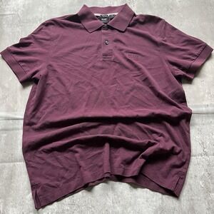 Hugo Boss Polo Shirt Mens Large Red Pima Cotton Short Sleeve Embroidered Peru